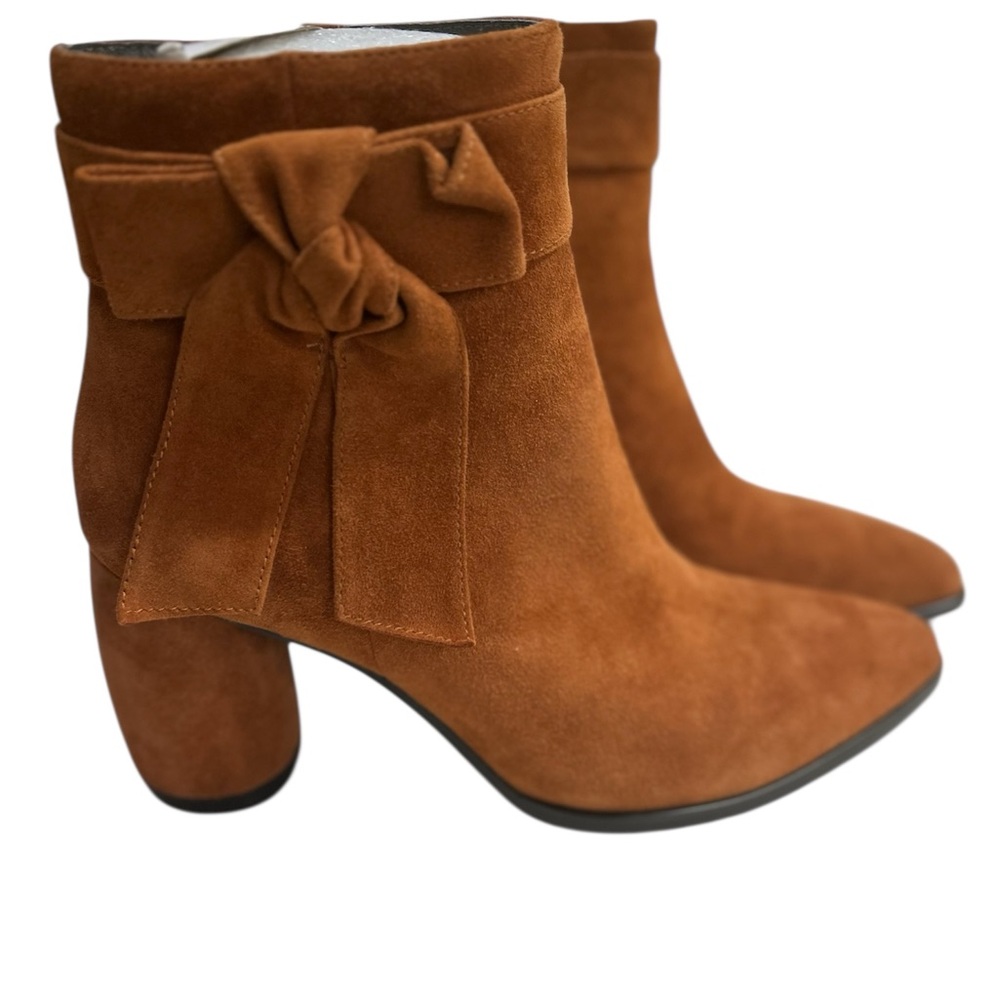 Elegant rust colored Suede Ankle Boots with Bow size 38